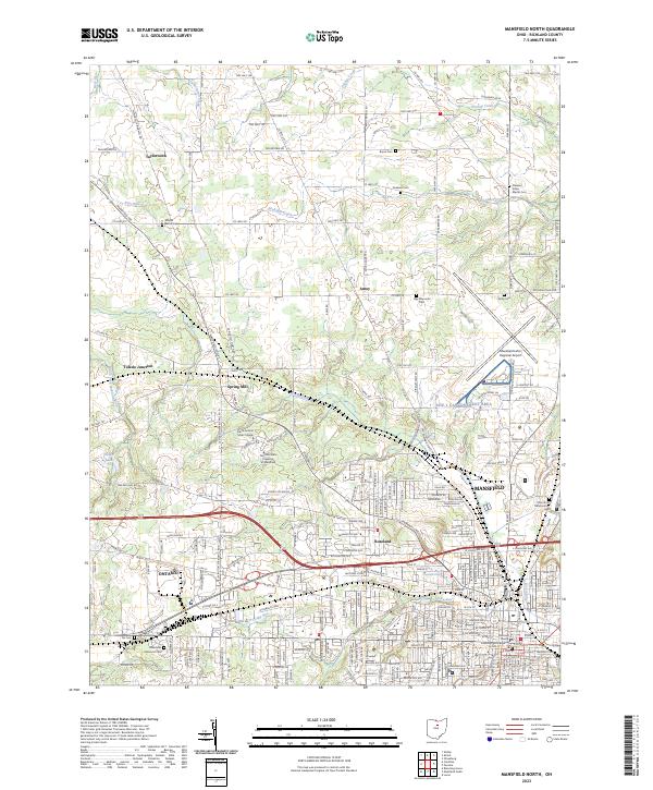 Mansfield North, OH — USGS 7.5-minute topo (2023)