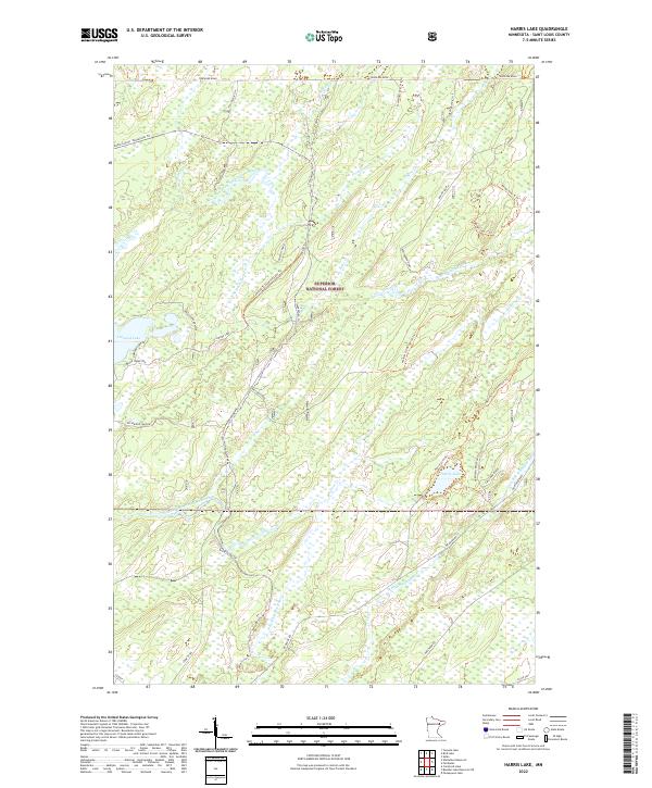 Harris Lake, MN — USGS 7.5-minute topo (2022)