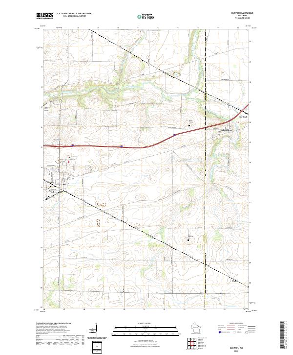 Clinton, WI — USGS 7.5-minute topo (2022)