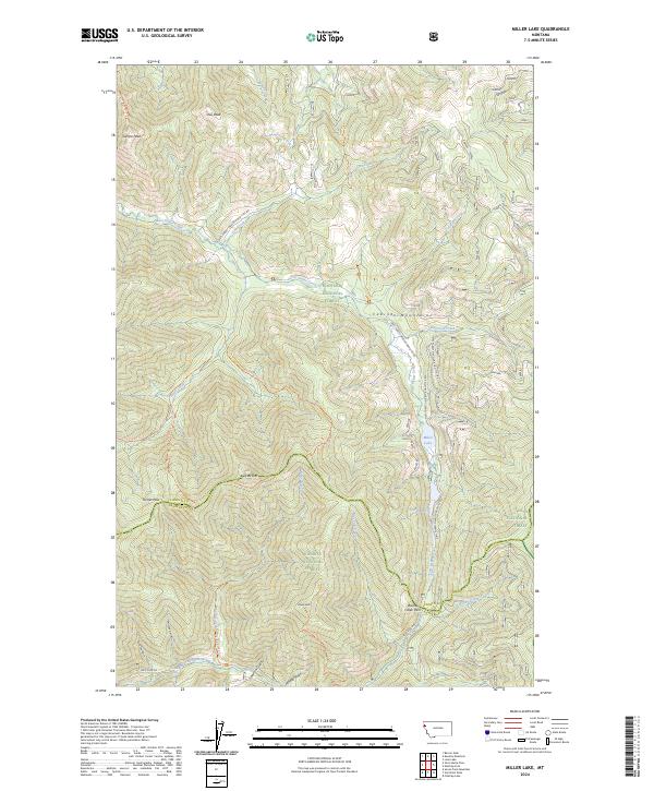 Miller Lake, MT — USGS 7.5-minute topo (2024)