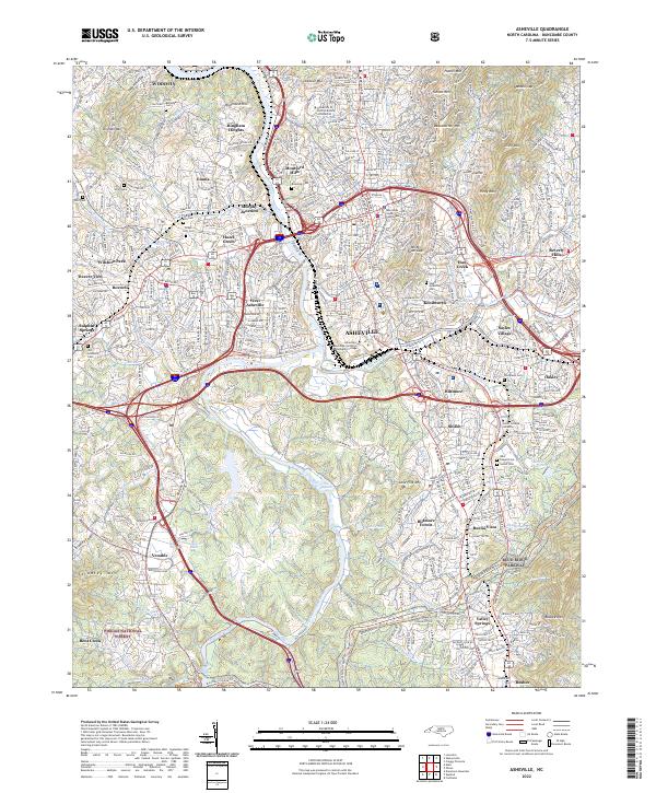 Asheville, NC — USGS 7.5-minute topo (2022)