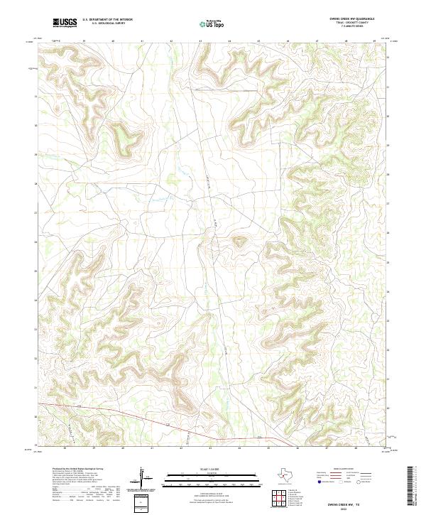 Owens Creek NW, TX — USGS 7.5-minute topo (2022)