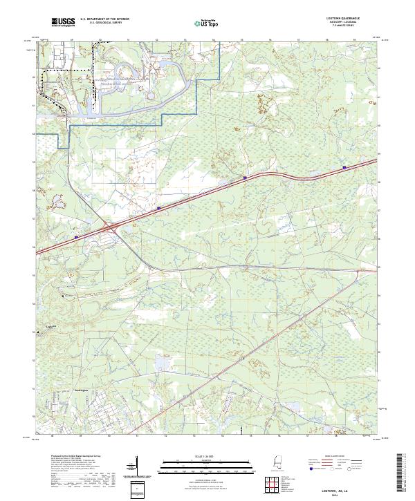 Logtown, MS-LA — USGS 7.5-minute topo (2024)