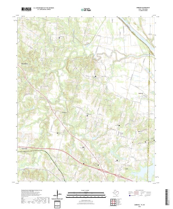 Ambrose, TX-OK — USGS 7.5-minute topo (2022)
