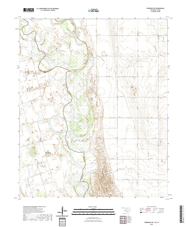 Frederick SW, OK-TX — USGS 7.5-minute topo (2022)