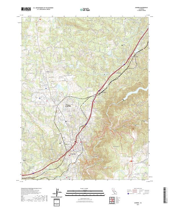 Auburn, CA — USGS 7.5-minute topo (2021)