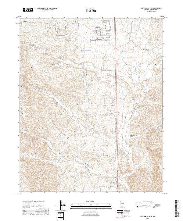 Bottleneck Wash, AZ — USGS 7.5-minute topo (2021)