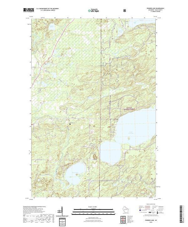 Pioneer Lake, WI — USGS 7.5-minute topo (2022)