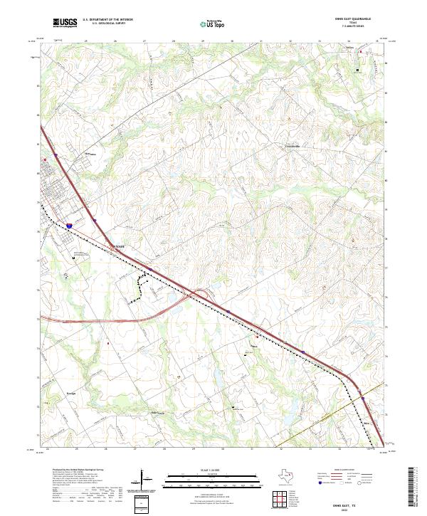 Ennis East, TX — USGS 7.5-minute topo (2022)