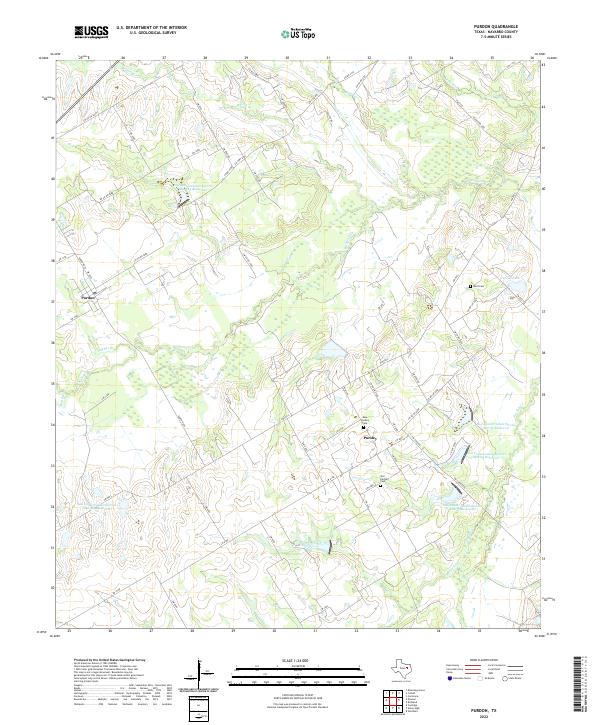 Purdon, TX — USGS 7.5-minute topo (2022)
