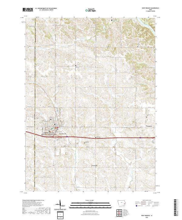 West Branch, IA — USGS 7.5-minute topo (2022)
