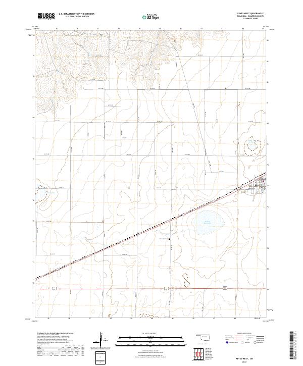 Keyes West, OK — USGS 7.5-minute topo (2022)