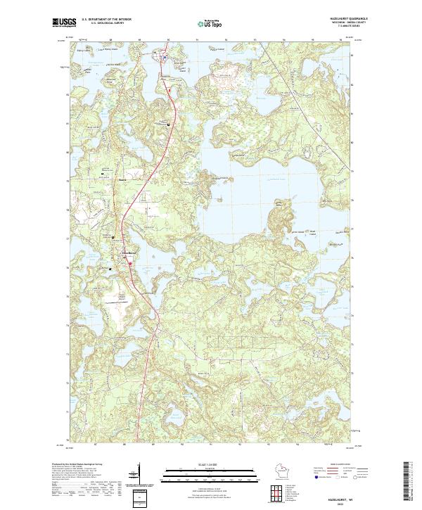 Hazelhurst, WI — USGS 7.5-minute topo (2022)