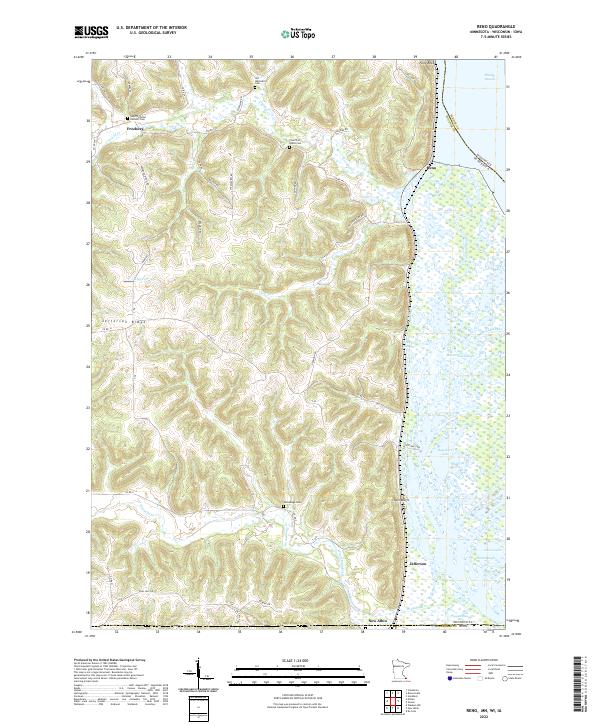 Reno, MN-WI-IA — USGS 7.5-minute topo (2022)