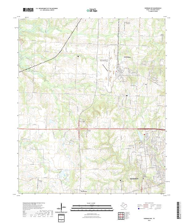 Sherman NW, TX — USGS 7.5-minute topo (2022)