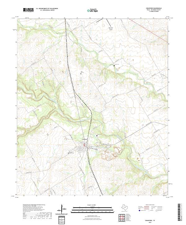 Crawford, TX — USGS 7.5-minute topo (2022)