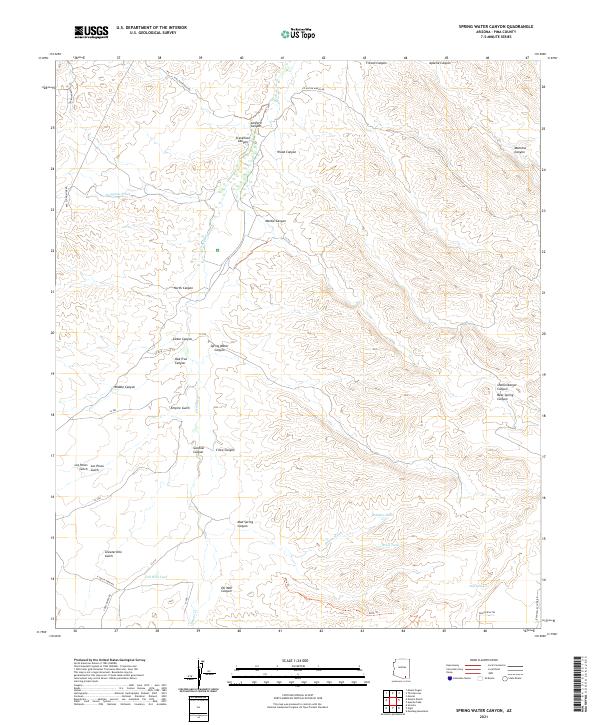 Spring Water Canyon, AZ — USGS 7.5-minute topo (2021)