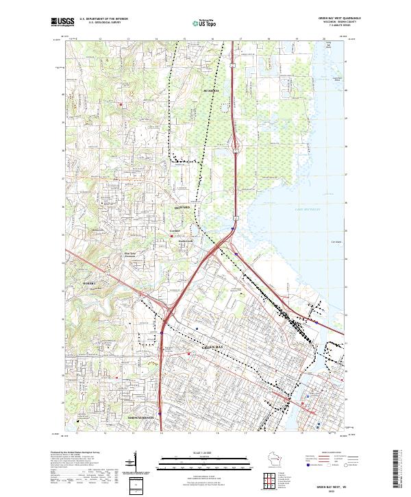 Green Bay West, WI — USGS 7.5-minute topo (2022)