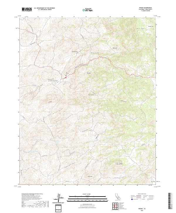 Woody, CA — USGS 7.5-minute topo (2022)