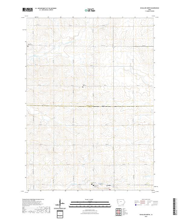 Schaller North, IA — USGS 7.5-minute topo (2022)