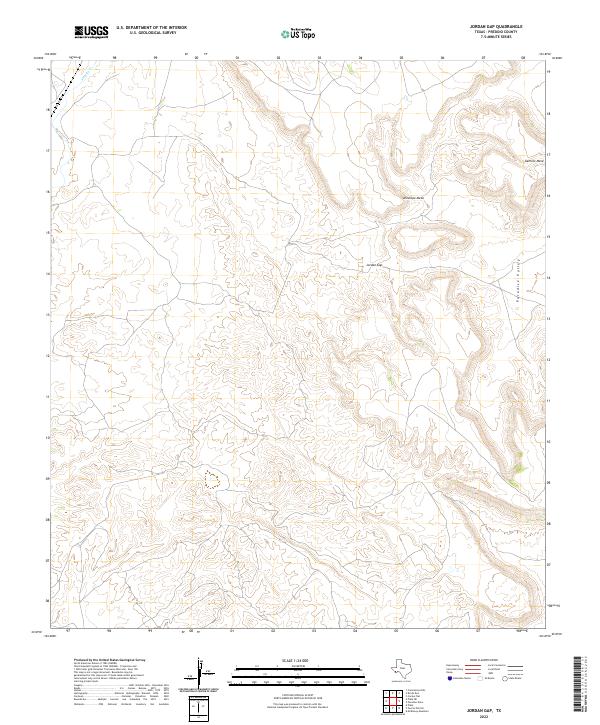 Jordan Gap, TX — USGS 7.5-minute topo (2022)
