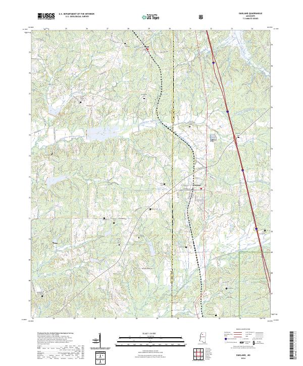 Oakland, MS — USGS 7.5-minute topo (2024)