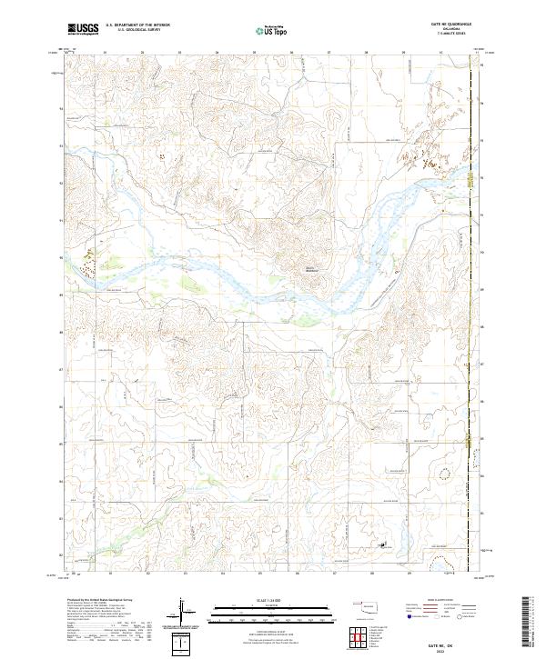 Gate NE, OK — USGS 7.5-minute topo (2022)