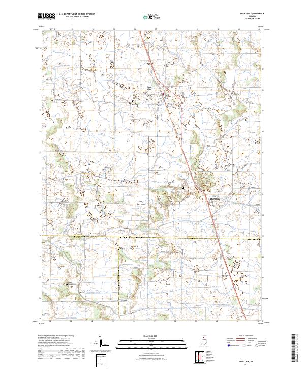 Star City, IN — USGS 7.5-minute topo (2022)