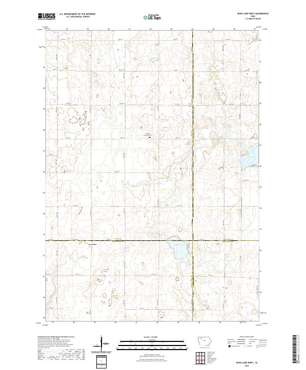 Rush Lake West, IA — USGS 7.5-minute topo (2022)