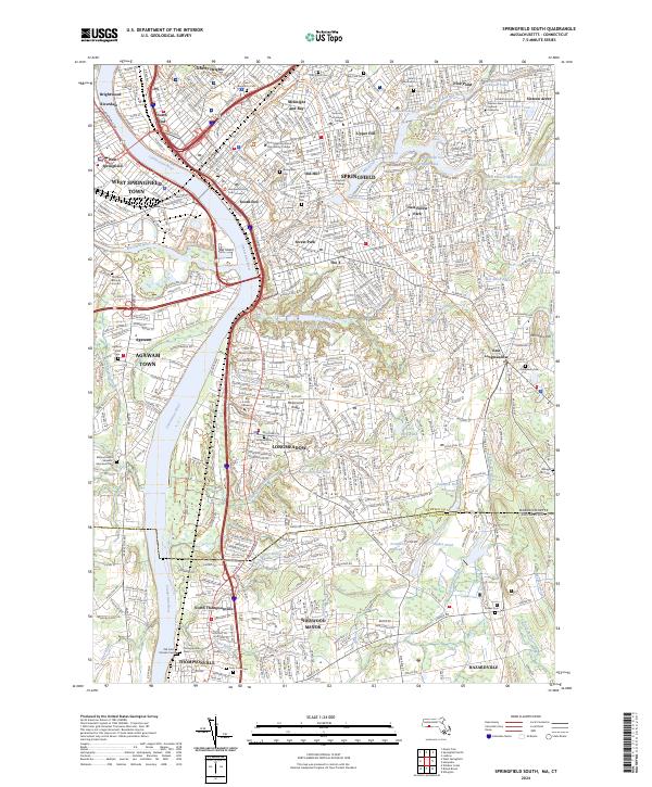 Springfield South, MA-CT — USGS 7.5-minute topo (2024)