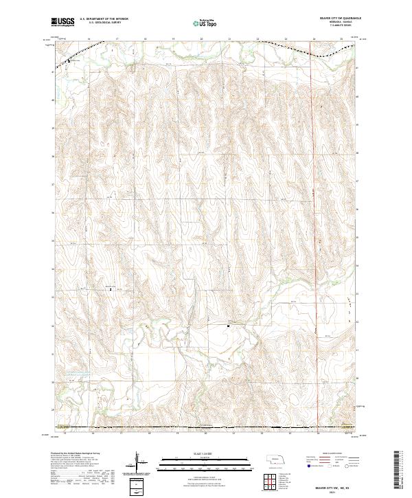 Beaver City SW, NE-KS — USGS 7.5-minute topo (2021)