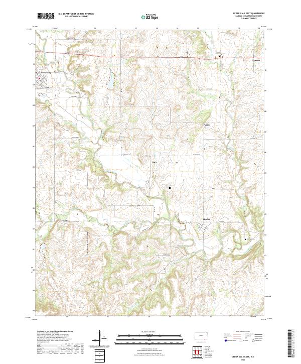 Cedar Vale East, KS — USGS 7.5-minute topo (2022)