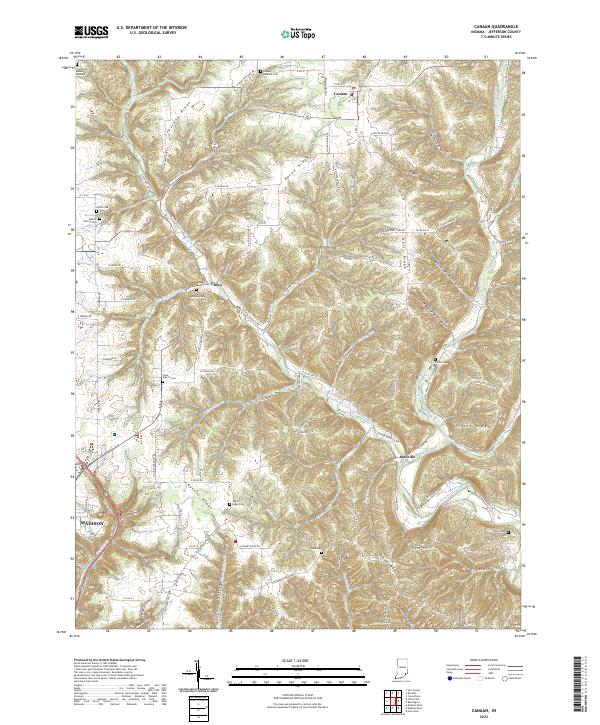 Canaan, IN — USGS 7.5-minute topo (2022)