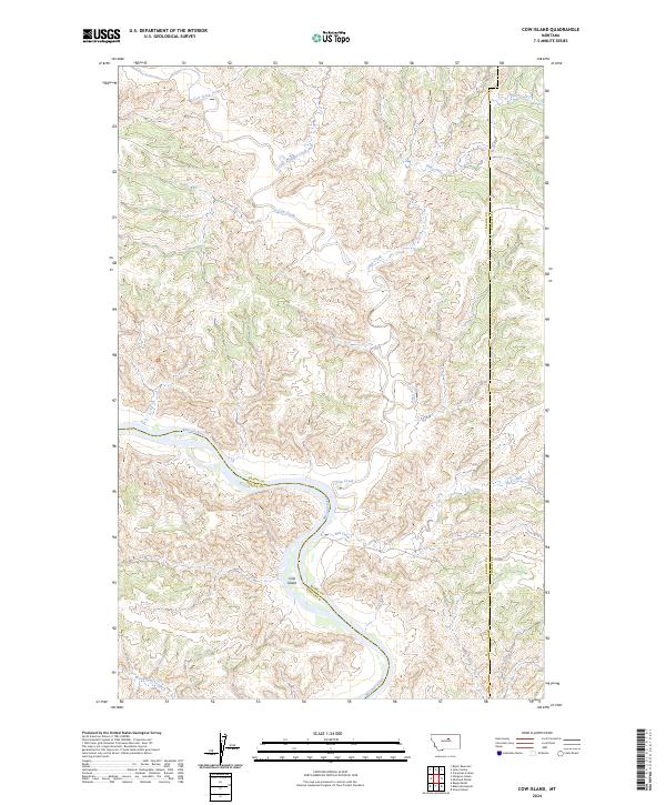 Cow Island, MT — USGS 7.5-minute topo (2024)