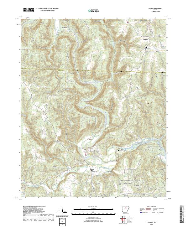 Shirley, AR — USGS 7.5-minute topo (2024)