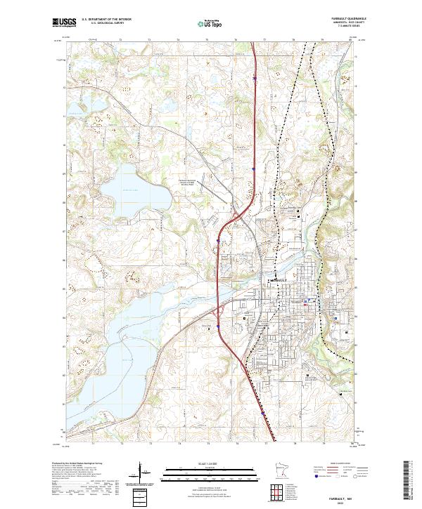 Faribault, MN — USGS 7.5-minute topo (2022)