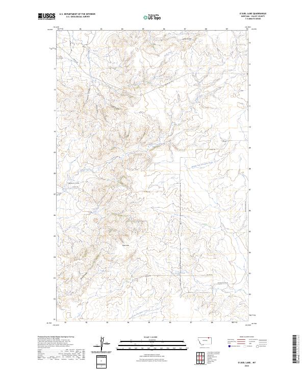 O'Juel Lake, MT — USGS 7.5-minute topo (2024)