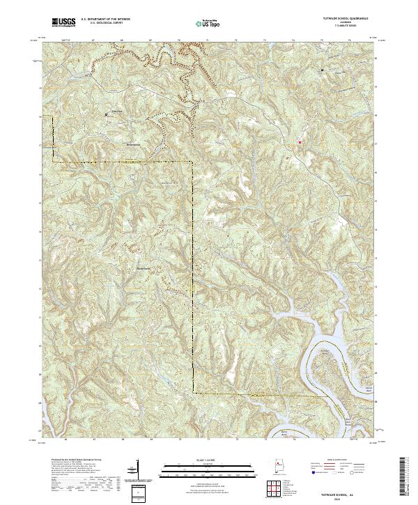 Tutwiler School, AL — USGS 7.5-minute topo (2024)
