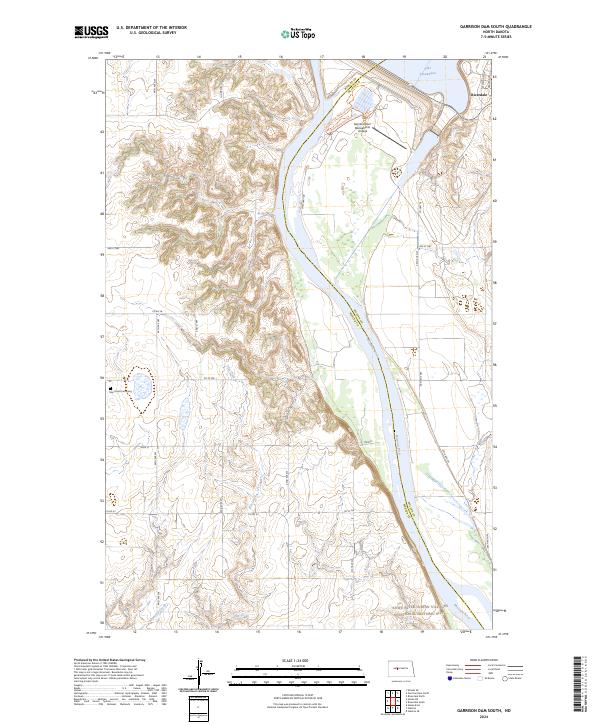 Garrison Dam South, ND — USGS 7.5-minute topo (2024)
