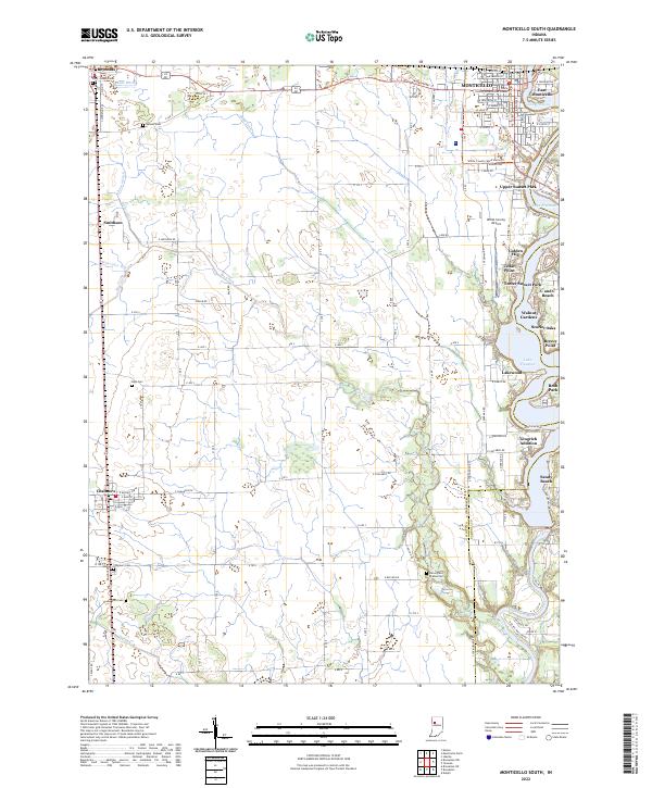 Monticello South, IN — USGS 7.5-minute topo (2022)