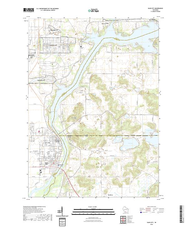 Sauk City, WI — USGS 7.5-minute topo (2022)