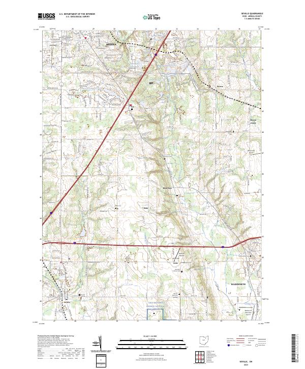 Seville, OH — USGS 7.5-minute topo (2023)
