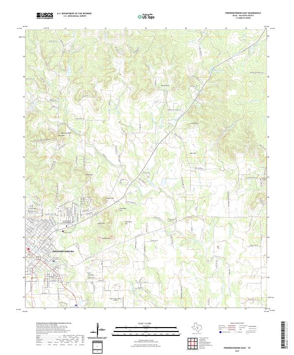 Fredericksburg East, TX — USGS 7.5-minute topo (2022)