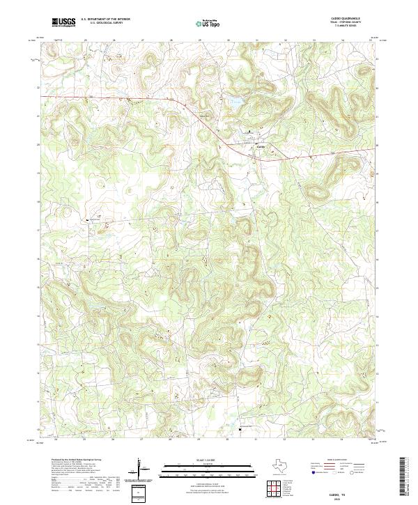 Caddo, TX — USGS 7.5-minute topo (2022)