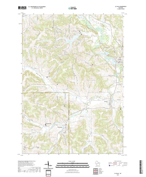 La Valle, WI — USGS 7.5-minute topo (2022)