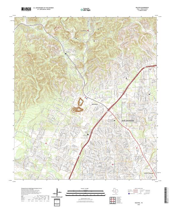 Helotes, TX — USGS 7.5-minute topo (2022)