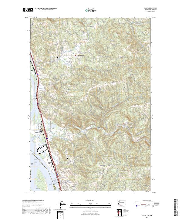 Kalama, WA-OR — USGS 7.5-minute topo (2023)