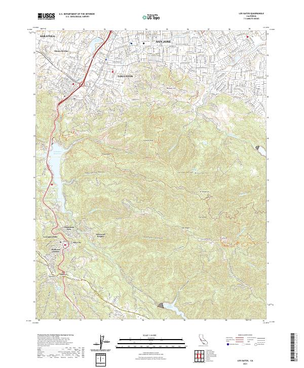 Los Gatos, CA — USGS 7.5-minute topo (2021)