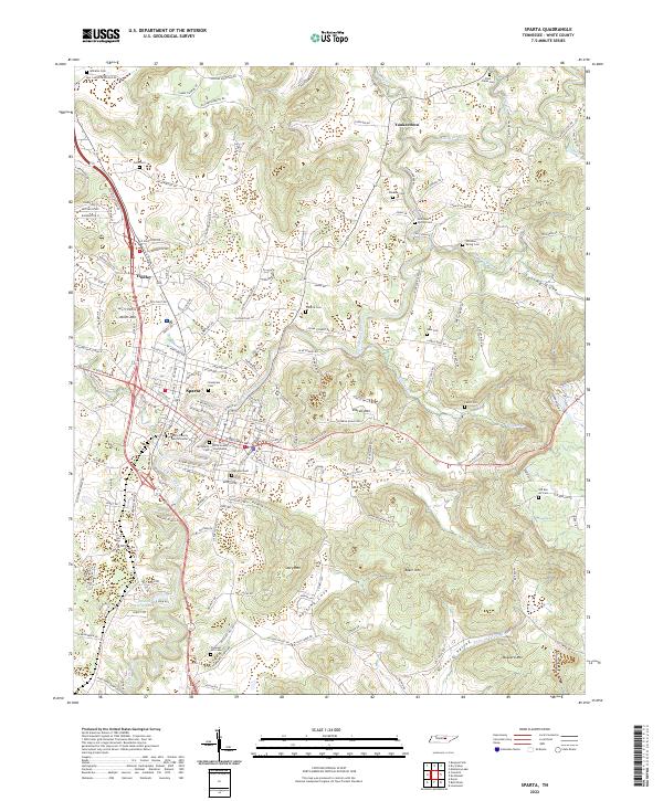 Sparta, TN — USGS 7.5-minute topo (2022)