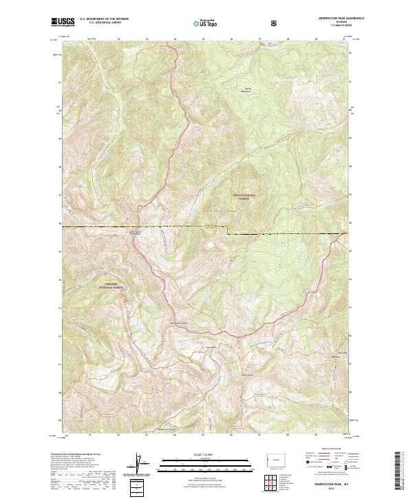 Observation Peak, WY — USGS 7.5-minute topo (2021)